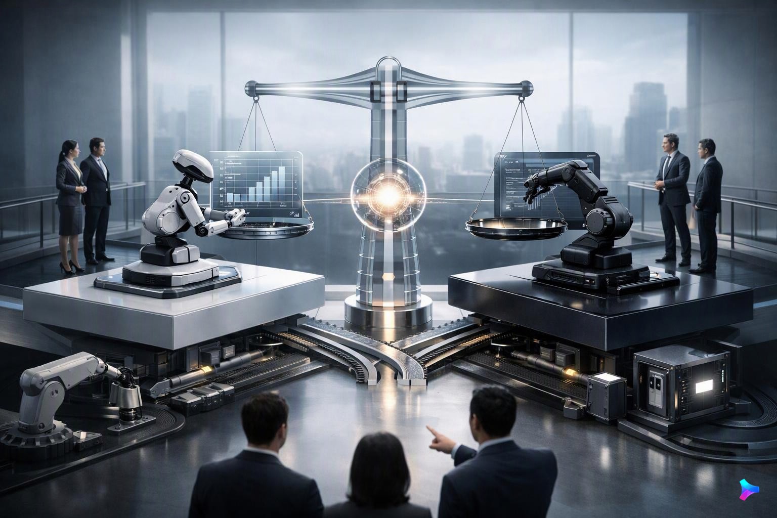 AI 산업의 통제와 속도 조절 논쟁을 상징하는 이미지